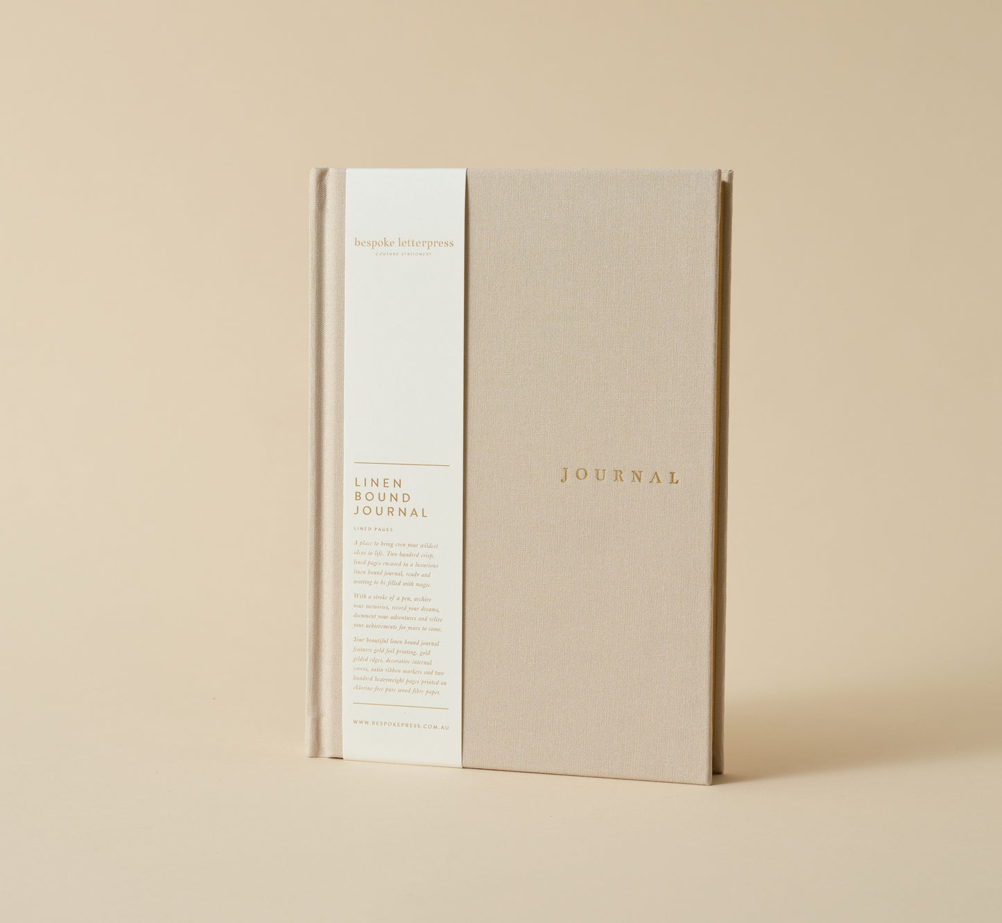Bespoke Letterpress - Linen Bound Journal Desert Sand (Lined)