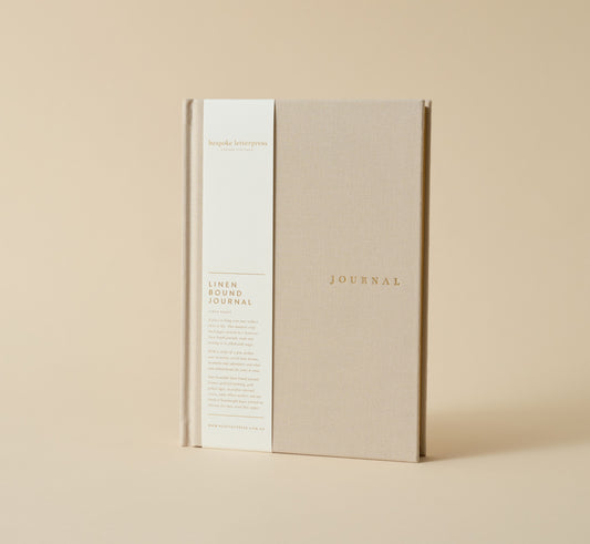 Bespoke Letterpress - Linen Bound Journal Desert Sand (Lined)