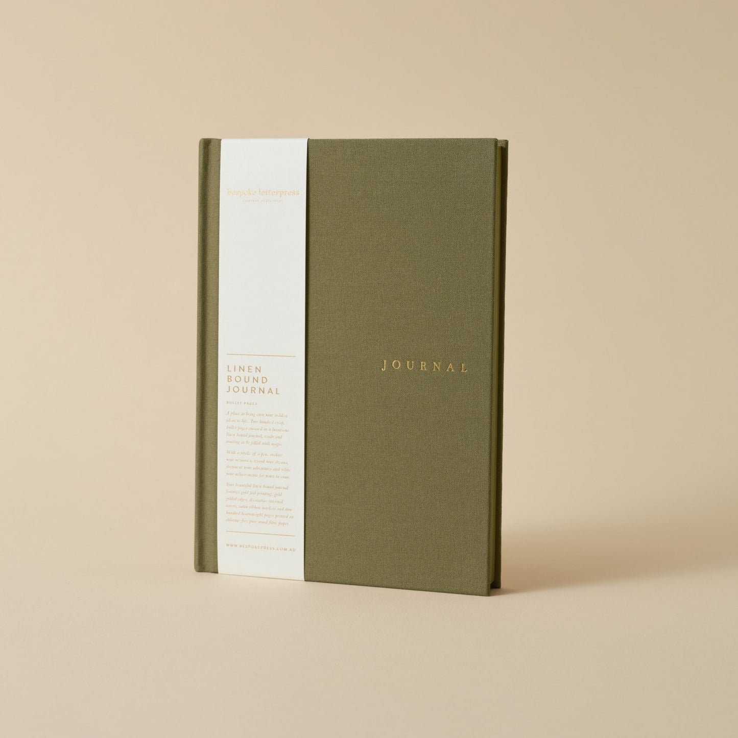 Bespoke Letterpress - Linen Bound Journal Saltmarsh Green (Bullet)